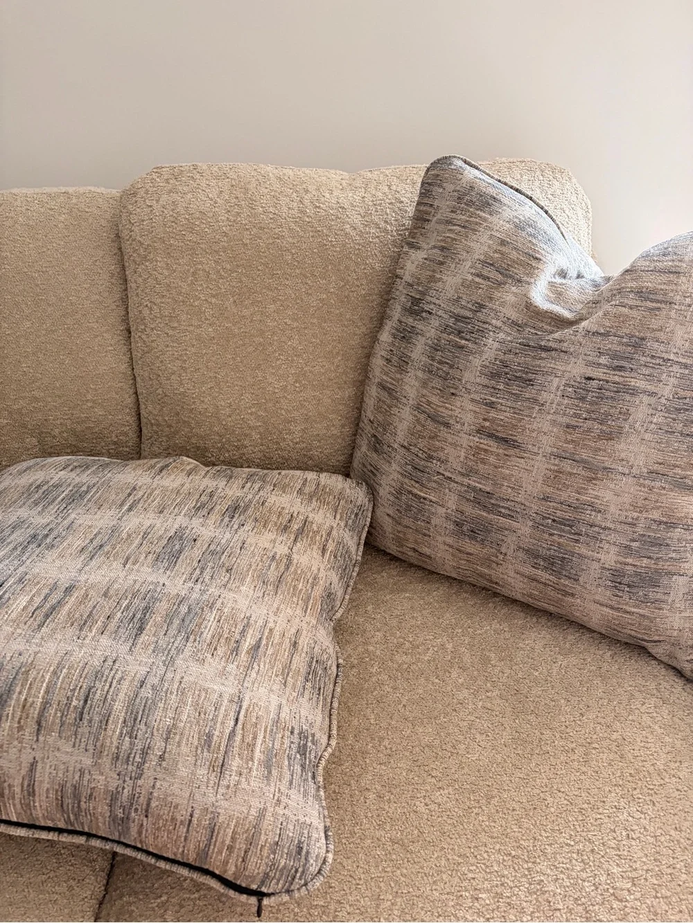 Neutral Textured Accent Pillow Set in Beige and Gray